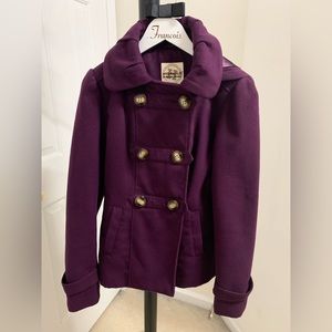 Hydraulic Double Breasted Pea Coat with attached hood